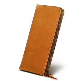 Kameto Bag Manufacturing Long Wallet, Men's, Genuine Leather, Large Capacity, YKK Zipper, L-Shaped Zipper, Cowhide Leather, Coin Purse, Stylish, Women's, Men's Wallet, Camel