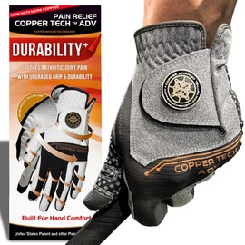 Copper Tech Adv 2.0 Golf Gloves Men Right Handed Golfer & Left Handed Golfer | Joint Support Copper Compression Mens Golf Glove | Tear Resistant Durability and Tacky Grip for Max Control