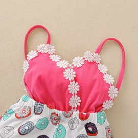 FYBITBO Toddler Infant Baby Girl Halter Lace Romper Donut Shorts One Piece Jumpsuit Cute Summer Clothes Outfits (Pink, 12-18 Months)