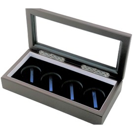 Wood Glass-top Display Box for Four Large Coin Capsules or Challenge Coins