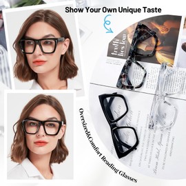 OCCI CHIARI XL Reading Glasses Women Large head Comfortable Readers 1.0 1.25 1.5 1.75 2.0 2.25 2.5 2.75 3.0 3.5 4.0 5.0 6.0(3.0x Black)