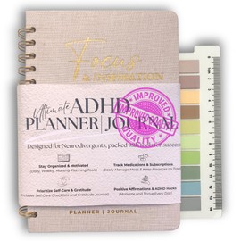 Neurodivergent ADHD Planner for Adults - Undated 90 Day Focus & Inspiration System | Daily Mental Health Planner with Medication Tracker & Brain Dump Tools | Premium Linen Cover