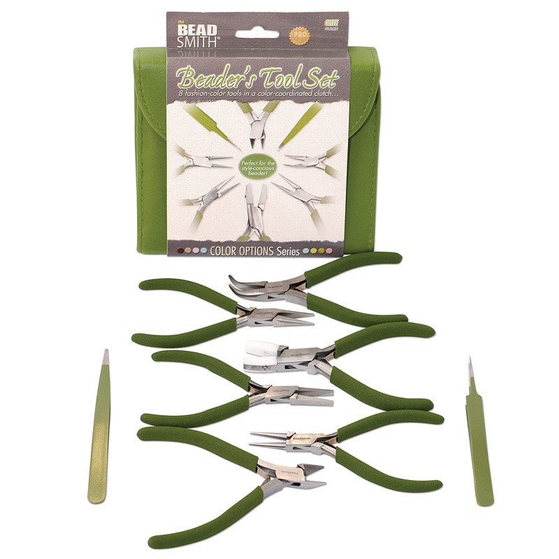 BEADSMITH 8 FASHION- OLIVE COLOR TOOL SET FOR MAKING JEWELRY