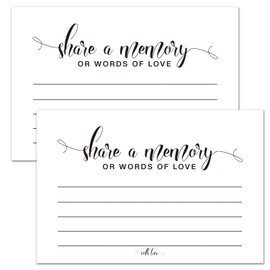 Share a Memory or Words of Love Cards, Celebration of Life Decorations, Funeral Guest book, Memorial Guest Book for Weddings, Showers, Birthdays, Celebration of Life, Going Away, Graduation, 50 Cards.