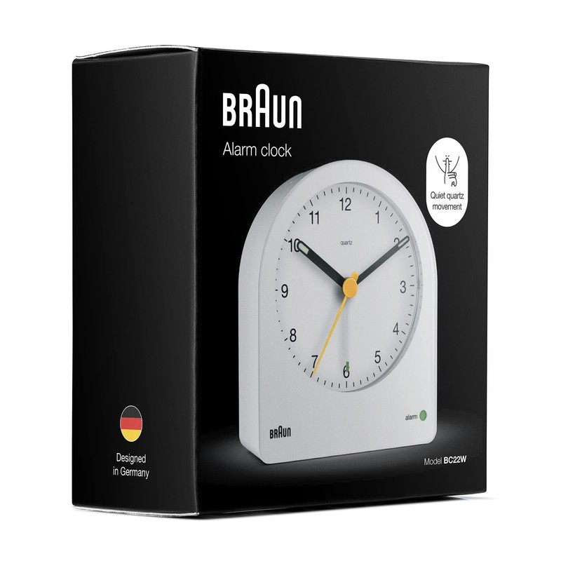 Braun classic analogue alarm clock with snooze and continuous backlight,