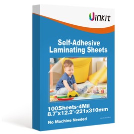 Uinkit 100 Sheets 4Mil Self-Adhesive Laminating Sheets, Self Stick Laminating Sheets 8.7 x 12.2 Inches Clear Self Sealing Laminating Sheets Suitable for 8.5x11 inches Letter Size, No Machine Needed