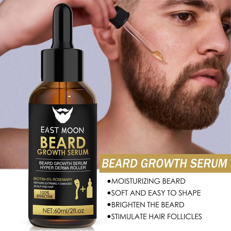 Bartwuchs Kit,Bartwachstum Set mit Dermaroller Bartroller,Bartwuchs Serum Öl/Beard Roller,Beard Growth