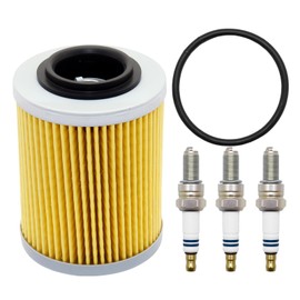 Oil Filter with O-Ring & Spark Plugs Kit Compatible with Sea-Doo Spark 900 2014-2020 Replace For 420956123 CR8EB