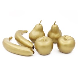 6Pcs Realistic Golden Fake Fruit,Lifelike Golden Faux Fruits,Artificial Golden Fruit Includes Golden Apple,Pear,Banana,for Add a Touch of Luxury to Your Home Decor -Perfect for Display or Photography