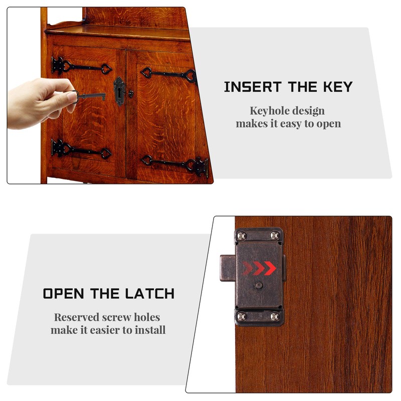 Yardwe, antique cabinet door lock, decorative furniture lock with key