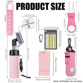 karamagic 7Pcs Golf Accessories Kit, Include Golf Club Cleaner Towel Ball Bag Divot Tool Score Counter Range Chart Card Tee Elevator