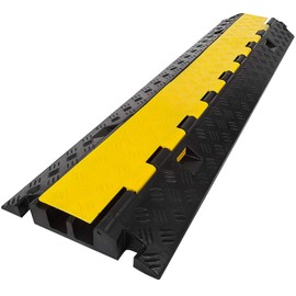 Happybuy 4 Pack Rubber Cable Protector Ramp 2 Channel Heavy Duty 66000lbs Load Capacity Cable Wire Cord Cover Ramp Speed Bump Driveway Hose Cable Ramp Protective Cover