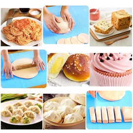 27.6x19.7in Silicone Baking Mat Sheet Pastry Mat with Measurement, Non-Slip Pastry Rolling Mat, Non-Stick Dough Kneading Board Mat, Bread Fondant Mat, Cooking Bakeware Mat Table Placemat(Scraper)