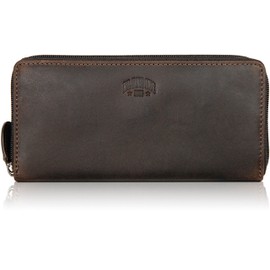 Klondike 1896 Digger Large Genuine Leather Ladies' Purse 'Viola' with Zip-Fastening, high-Quality Leather Wallet, Brown