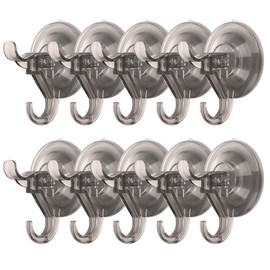 Antimbee Suction Cup Hooks,10 Pack Reusable Suction Cup Hangers,Removable Small Suction Cups for Shower,Bathroom,Glass,Door,Windows,Kitchen-Up to 11 lbs on Smooth Surface (Transparent Gray)