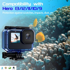 Waterproof Case for Go Pro Hero 13/Hero12 Black/Hero11 Black/Hero10 Black/Hero9 Black,Action Camera,196FT/60M Protective Underwater Diving Housing with Accessories for Hero13/12/11/10/9
