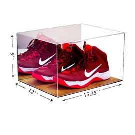 Better Display Cases Acrylic Basketball Shoe Display Case with Wood Base and Mirror (A025)