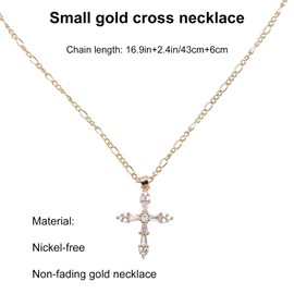 Mikovivi Gold Cross Necklace for Women, Dainty Small Cross Pendant Necklace Gold Fashion Jewelry for Women Trendy Jewelry Gift