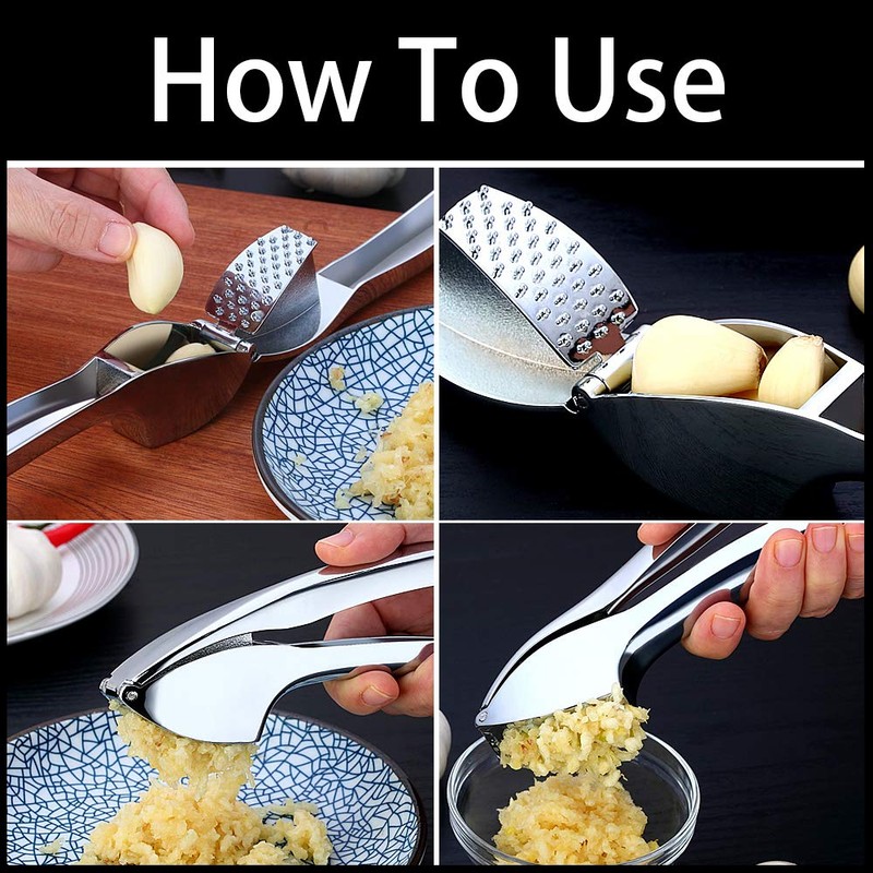 CENRONG Garlic Press, Stainless Steel Squeezer Chopper, Zinc Alloy, Rust-Proof,