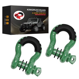 Generic D Ring Shackle 3/4 inch, 41,887 lbs Break Strength, 7/8 inch Screw Pin, Shackle Isolator Washers, 2 Pack, Frosted Black, for Tow Strap, Winch, Off Road Vehicle Recovery (Green), mppxk0001a
