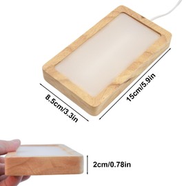 Bituulor Rectangle Crystal Light Base with Timer & Adjustable Brightness - Oak Wood Display Stand for Glass Art, Crystal 3D Artworks (5.9"x3.3")