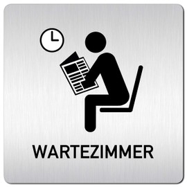 Türschilder24 XXL Door Sign 125 x 125 mm Waiting Room 007 1.5 mm Aluminium Solid Material 100% Made in Germany