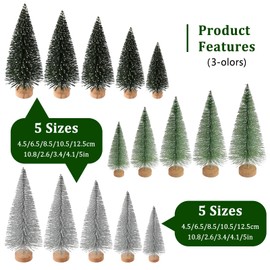 Pack of 15 Mini Christmas Tree Decoration 5 Sizes Artificial Small Christmas Tree Decoration for Table Decoration DIY Crafts Shop Window (3 Colours)