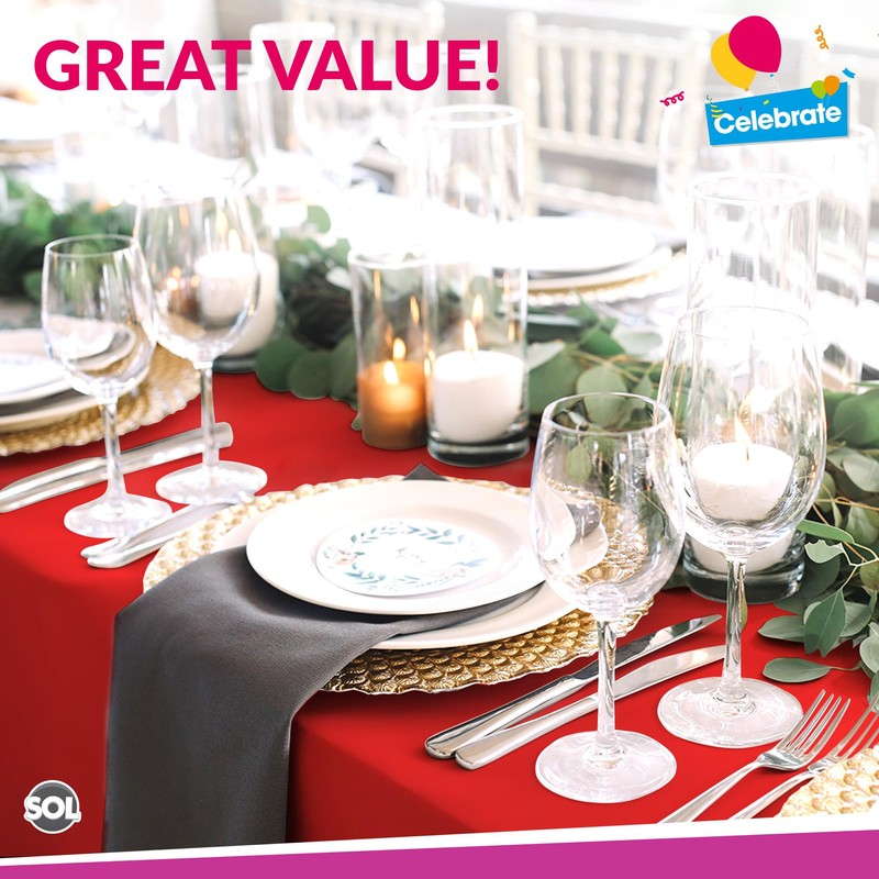 SOL 2pk Long Red Table Cloth Party | 274 x