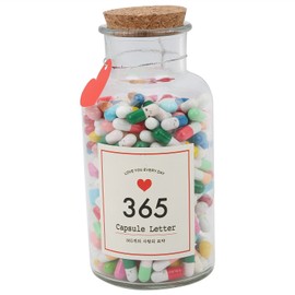 365pcs Capsule Letter Wishing Bottle Message Pills Capsule Glass Wishing Bottle (Mix Color Style)Round Shape