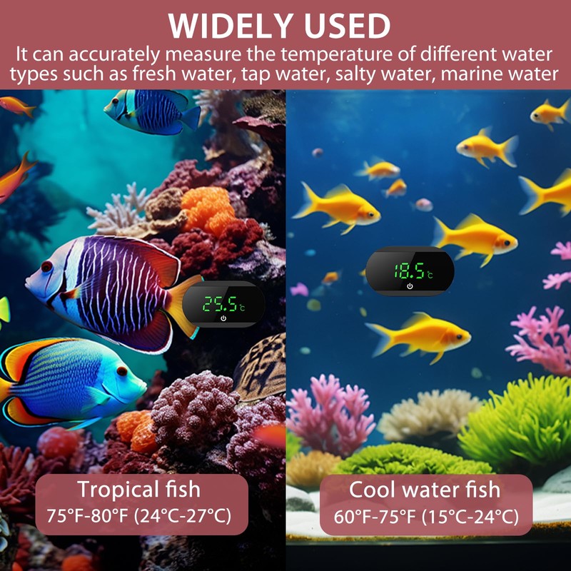 LOFICOPER LED Aquarium Thermometer, Wireless Digital Marine Thermometer with ℃/℉,