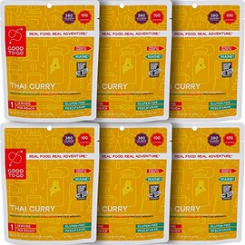 GOOD TO-GO Thai Curry - 6-Pack of Single Servings | Dehydrated Backpacking and Camping Food | Lightweight | Easy to Prepare