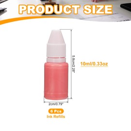 PATIKIL 0.33oz Refill Ink for Stamps and Ink Pads, 6Pcs 10ml Stamp Pad Ink Refill for Office Stamp Self Inking Stamp Date Stamp Scrapbooking, Pink