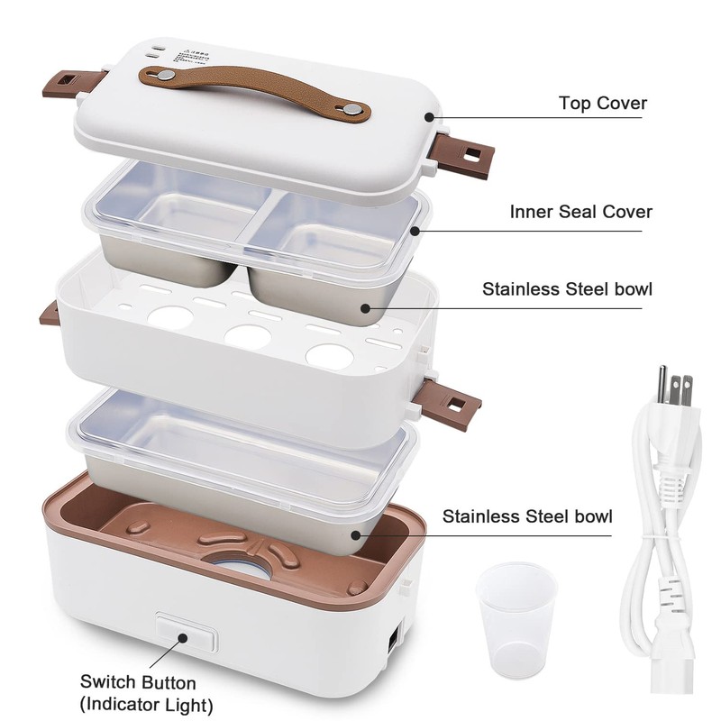 CTSZOOM Self Cooking Electric Lunch Box, Portable Food Warmer for