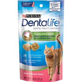 Purina DentaLife Made in USA Facilities Cat Dental Treats, Savory Salmon Flavor - (10) 1.8 oz. Pouches