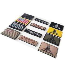 TXSN 12PCS American Flag Patches Bundle, Tactical Morale Patches Full Embroidery Loop and Hook Fasten Patches Set for Caps, Bags, Backpacks, Harness, Vest, Military Uniforms,Tactical Gears Etc