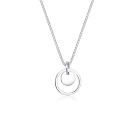 Elli Geo Trend Women's Necklace with Circle Plate Pendant in 925 Sterling Silver 45 cm Long, Silver