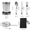 Folding Cup, Pack of 2 Stainless Steel Foldable Cups, 75