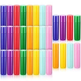 32 Pieces 5ml Empty Lip Gloss Tubes Refillable Lip Gloss Bottles Rotatable Lip Balm Container Tubes Plastic Lipstick Tube DIY Lip Gloss Balm Tube Holder for DIY Lipstick Cosmetic Samples, 8 Colors