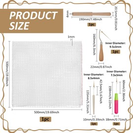 FINGERINSPIRE 1 Set Latch Hook Tool Sets for Carpets Including 2 Curved Iron Latch Hooks, 1 Mesh Fabric for Carpets, 1 Rod Cutter, 1 Hairpin Threader Craft Supplies