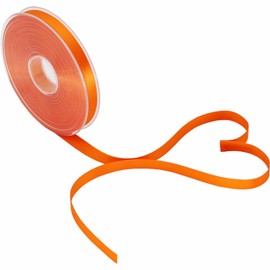 PMLAND Orange Fabric Satin Ribbon 3/8'' Inch x 27 Yards Double Faced Use for Crafts Gift Wrapping Floral Bouquets Ornaments Hair Bows Party Decoration