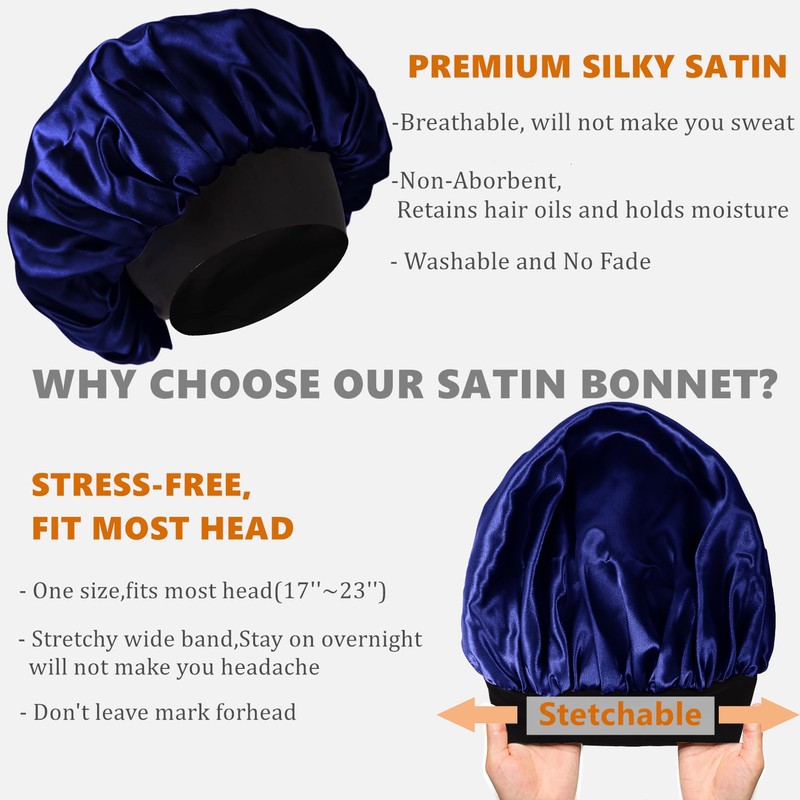 Bonnet for Men,Silk Bonnet for Sleeping,Double Layer Satin Bonnets for