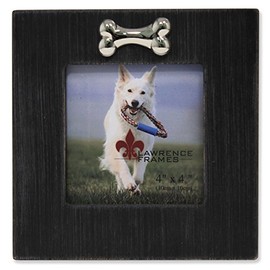 Lawrence Frames Wash Dog Frame with Bone Ornament, 4 by 4-Inch, Black