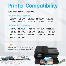 6-Pack 281 Ink Cartridges XXL Version Replacement for Canon CLI-281 281XXL 281 XL 281 Ink Cartridges Work for Pixma TR7520 TR8520 TR8620 TS6120 TS6220 TS8120 TS8220 TS9120 (2M/2C/2Y)