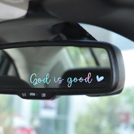 Christian Decal, Rear View Mirror Decal, Faith Car Mirror Sticker, Bible Verse Christian Gift, Decals For Women, Christian Car Decal, Religious Car Accessories, 2 Pack (God is Good, Holographic)