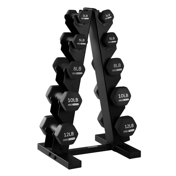 HolaHatha Dumbbell Hand Weights Set& Rack for Home Workout, 76