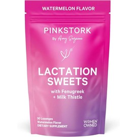 Lactation Sweets – 30 Watermelon Candy Drops with Fenugreek & Milk Thistle to Support Breast Milk Supply, Breastfeeding Snack (Packaging May Vary)