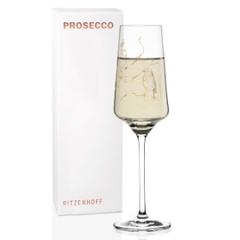 Ritzenhoff Prosecco Prosecco Glass by Marvin Benzoni (Sparrows), Crystal Glass, 233 ml, with Real Gold and Platinum, 1 Piece (Pack of 1)