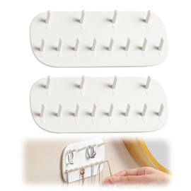 KEWUF Kettenaufhänger, Schmuckaufbewahrung, Kettenhalter, Ketten Aufbewahrung Hängend, Schmuckhalter Wand, Schmuck Organizer für Halsketten, Armbänder, Ring und Ohrringe (Weiß, 2PCS)