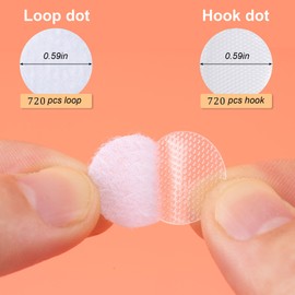 BOOMIBOO Self Adhesive Dots,1440pcs(720Pairs) 0.59” Diameter Adhesive Back Nylon Dots with Strong Adhesive, Nylon Adhesive Back Round Hook & Loop Circles, Perfect for School, Classroom, Office, Home
