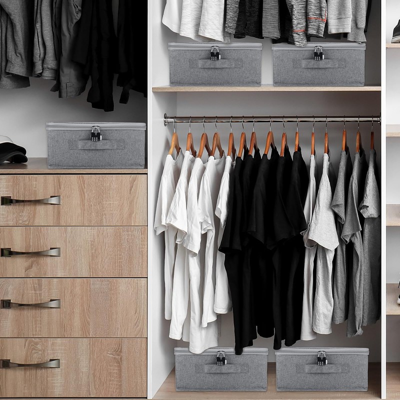 MICHIHOMIE Lockable Box, Storage Box with Lid Fabric, Box with